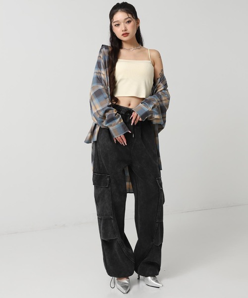 ANAP(アナップ)の「ウォッシュ加工 スウェット カーゴパンツ(スウェットパンツ・レディース・ブラック/ライトグレー/パープル/ブラウン・FREE)」の21枚目の写真