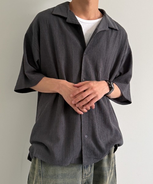 WEGO(ウィゴー)の「WEGO/アンサンブルサッカーシャツ(アンサンブル・メンズ・ブラック/グレー/チャコールグレー・X-LARGE/MEDIUM/LARGE)」の3枚目の写真
