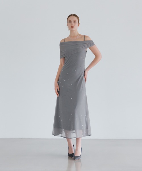 【leja】 】2WAYチュールトップスパールAラインドレスワンピース2点セット セール】【LEJA】2WAYチュールトップスパールAラインドレスワンピース2
