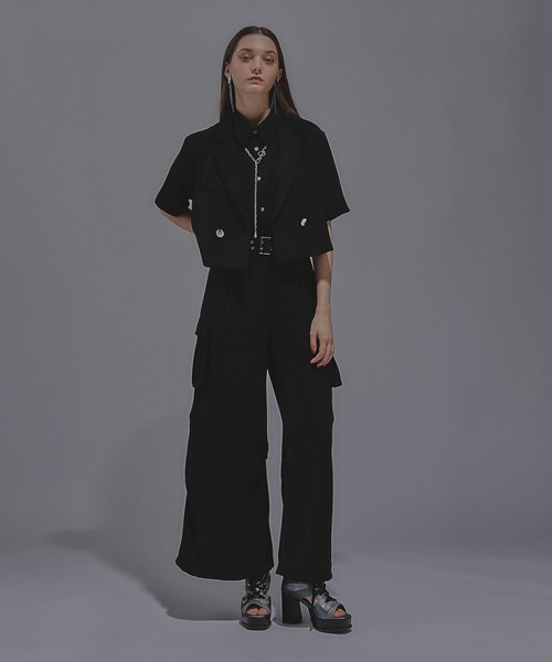 HARE(ハレ)の「トロミメタルボタンショートジャケット(HARE)(テーラードジャケット・レディース・ブルー/パープル/ブラック/ブラウン/グレー/チャコールグレー・FREE)」の11枚目の写真