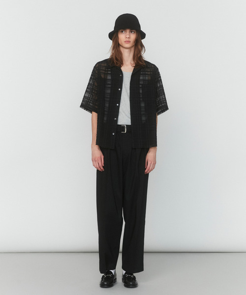 VICTIM（ヴィクティム）の「VICTIM ヴィクティム / OPEN COLLAR CHECK SHIRT シアーチェックオープンカラーシャツ / VTM-25-S-005（シャツ/ブラウス・メンズ・ホワイト/サックスブルー/ブラック・1/2）」の10枚目の写真