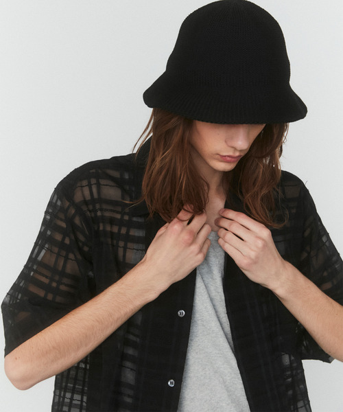 VICTIM × OPENING ACT　シアーブラックチェックシャツ VICTIM × OPENING ACT]BLACK LACE BIG SHIRT | OPENING ACT
