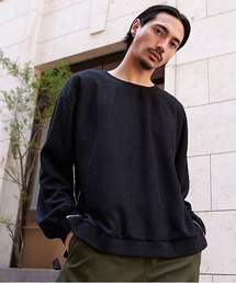 『CavariA/キャバリア』サイドZIPクルーネック長袖TEE
