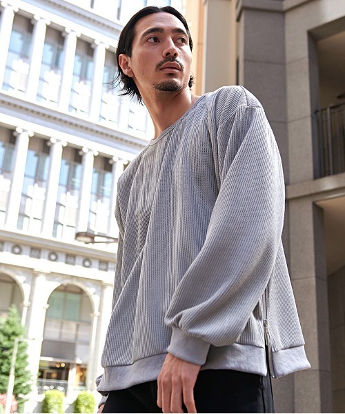 CavariA(キャバリア)の「『CavariA/キャバリア』サイドZIPクルーネック長袖TEE(Tシャツ/カットソー・メンズ・ブルー/グレー/ネイビー/ブラック・L/M)」の9枚目の写真