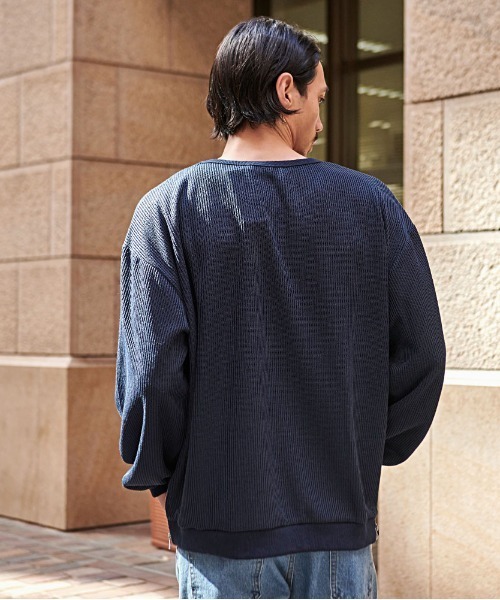 CavariA(キャバリア)の「『CavariA/キャバリア』サイドZIPクルーネック長袖TEE(Tシャツ/カットソー・メンズ・ブルー/グレー/ネイビー/ブラック・L/M)」の12枚目の写真