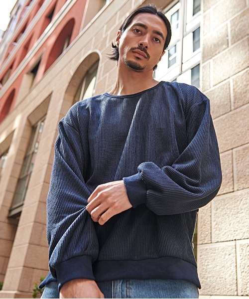 CavariA(キャバリア)の「『CavariA/キャバリア』サイドZIPクルーネック長袖TEE(Tシャツ/カットソー・メンズ・ブルー/グレー/ネイビー/ブラック・L/M)」の13枚目の写真