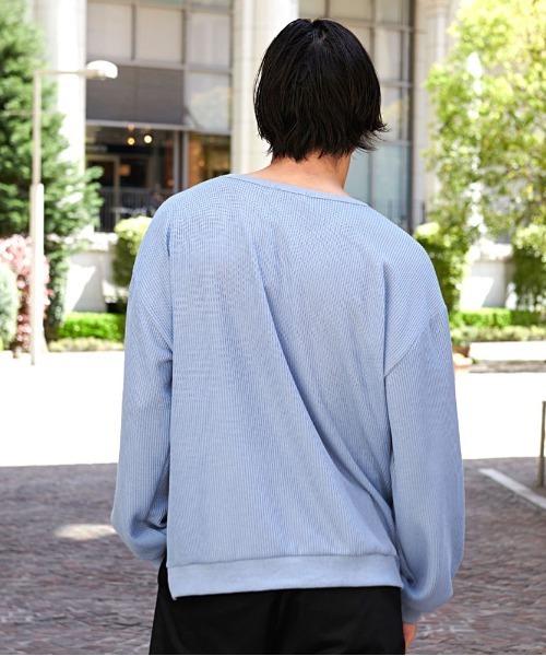CavariA(キャバリア)の「『CavariA/キャバリア』サイドZIPクルーネック長袖TEE(Tシャツ/カットソー・メンズ・ブルー/グレー/ネイビー/ブラック・L/M)」の16枚目の写真