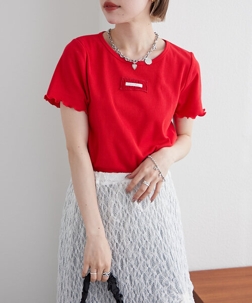 専用です⭐︎ 5色展開】フリルネーム付きリブT（Tシャツ/カットソー）｜w