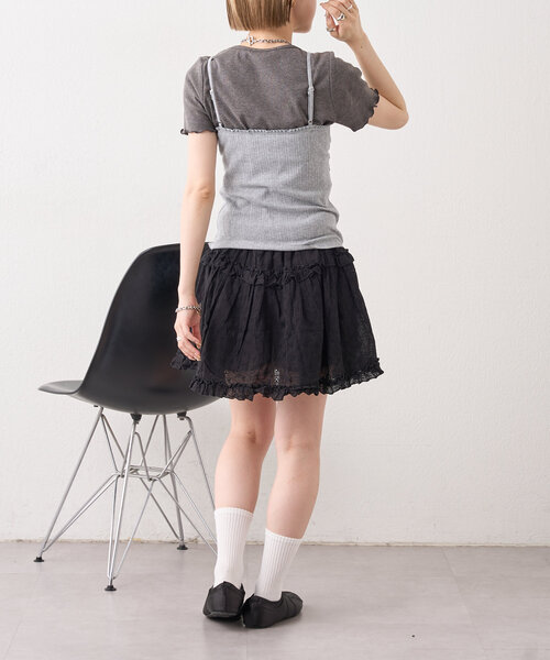 5色展開】フリルネーム付きリブT（Tシャツ/カットソー）｜w