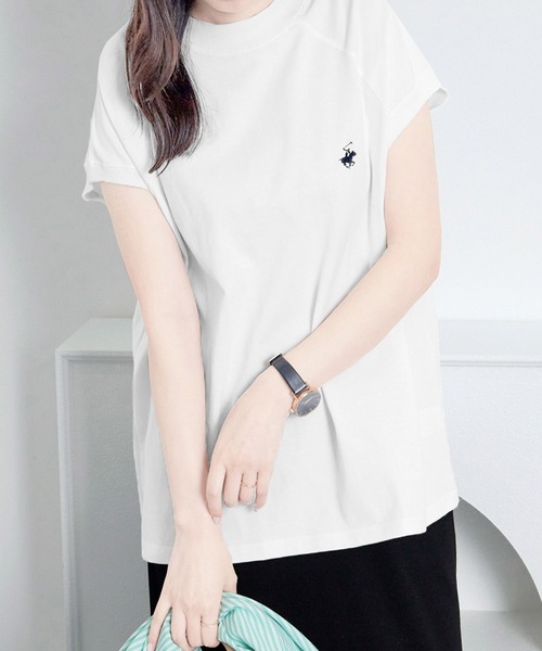 BEVERLY HILLS POLO CLUB(ビバリーヒルズポロクラブ)の「【ビバリーヒルズポロクラブ】ワイドスリーブTシャツ(Tシャツ/カットソー・レディース・ホワイト/ブラック×ホワイト/ブラック/サックスブルー・M)」の6枚目の写真