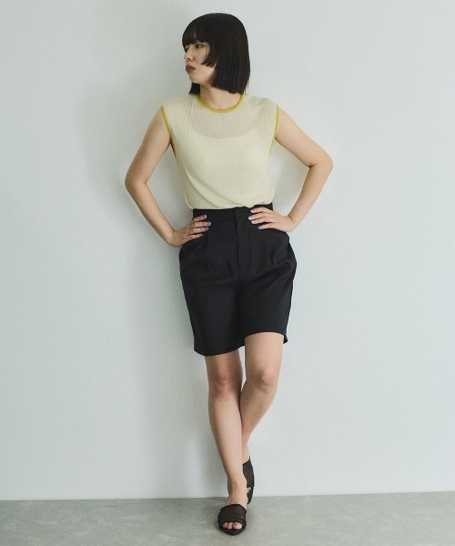 VICKY（ビッキー）の「麻タッチ配色ニットノースリトップス≪手洗い可能≫（ニット/セーター・レディース・オフホワイト/ライトグレー/ブラウン・M）」の13枚目の写真