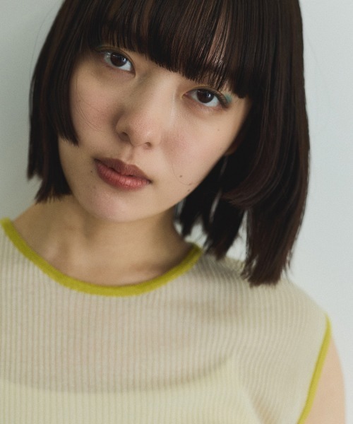 VICKY（ビッキー）の「麻タッチ配色ニットノースリトップス≪手洗い可能≫（ニット/セーター・レディース・オフホワイト/ライトグレー/ブラウン・M）」の15枚目の写真