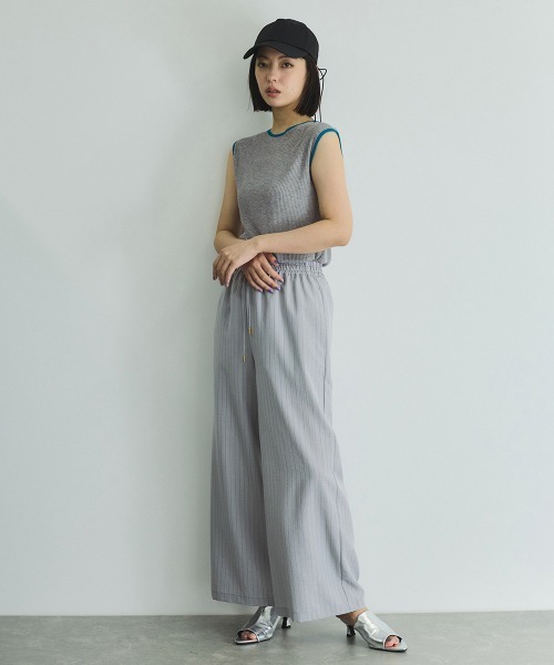 VICKY（ビッキー）の「麻タッチ配色ニットノースリトップス≪手洗い可能≫（ニット/セーター・レディース・オフホワイト/ライトグレー/ブラウン・M）」の20枚目の写真