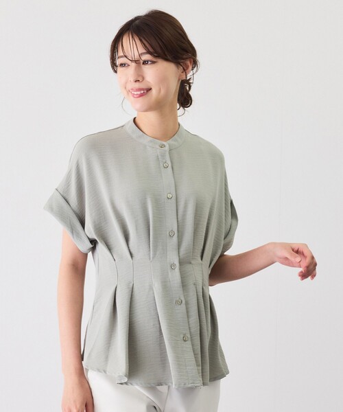 Jayro（ジャイロ）の「ウエストタックブラウス（シャツ/ブラウス・レディース・ライトグリーン/ホワイト系その他/ブラック・M）」の2枚目の写真