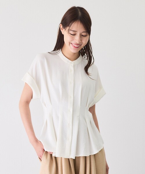 Jayro（ジャイロ）の「ウエストタックブラウス（シャツ/ブラウス・レディース・ライトグリーン/ホワイト系その他/ブラック・M）」の4枚目の写真