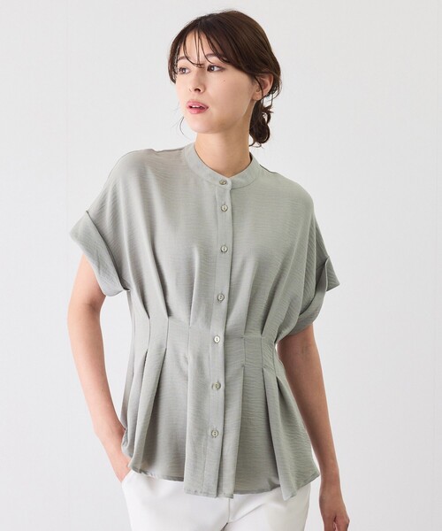 Jayro（ジャイロ）の「ウエストタックブラウス（シャツ/ブラウス・レディース・ライトグリーン/ホワイト系その他/ブラック・M）」の12枚目の写真