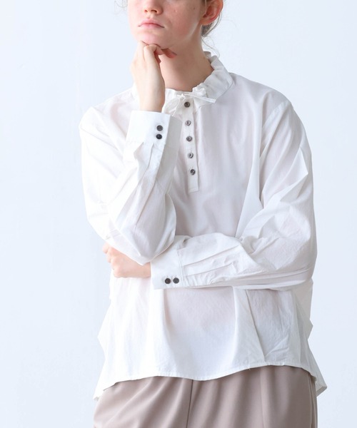 Kelen（ケレン）の「「KELEN / ケレン」デザインカラーブラウス（シャツ/ブラウス・レディース・チャコールグレー/オフホワイト/ブラック/グレイッシュベージュ・S/M）」の14枚目の写真