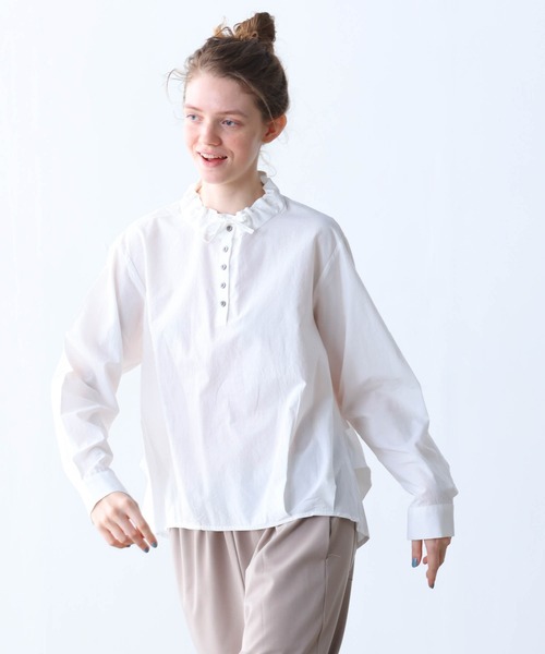 Kelen（ケレン）の「「KELEN / ケレン」デザインカラーブラウス（シャツ/ブラウス・レディース・チャコールグレー/オフホワイト/ブラック/グレイッシュベージュ・S/M）」の15枚目の写真