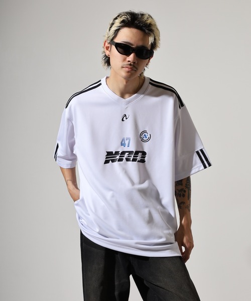 NERDY(ノルディ)の「スポーティ ジャージ 半袖 Tシャツ(Tシャツ/カットソー・メンズ・ブラック/グレー/グリーン/ホワイト・M/L/S)」の17枚目の写真