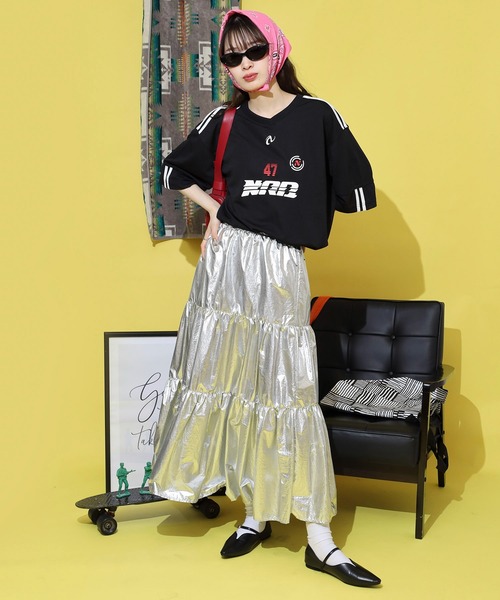 NERDY(ノルディ)の「スポーティ ジャージ 半袖 Tシャツ(Tシャツ/カットソー・メンズ・ブラック/グレー/グリーン/ホワイト・M/L/S)」の8枚目の写真