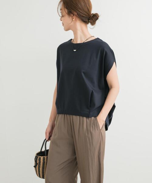 URBAN RESEARCH DOORS（アーバンリサーチドアーズ）の「コットンバックタックフレンチプルオーバー（Tシャツ/カットソー・レディース・オフホワイト/ネイビー/ミント/チャコールグレー・MEDIUM）」の4枚目の写真