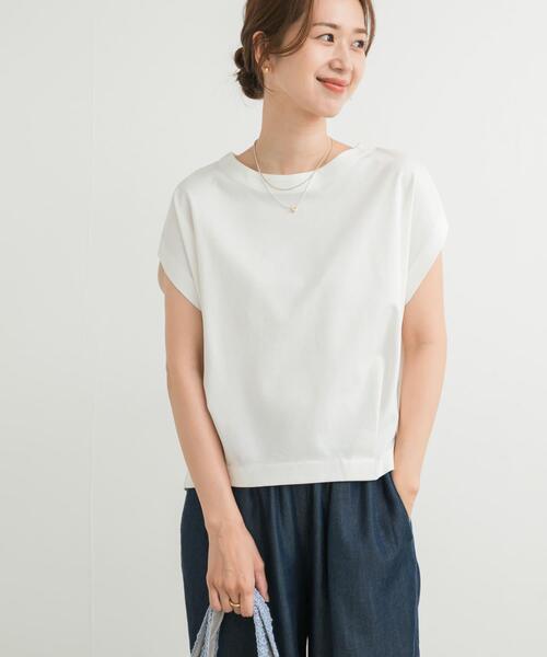 URBAN RESEARCH DOORS（アーバンリサーチドアーズ）の「コットンバックタックフレンチプルオーバー（Tシャツ/カットソー・レディース・オフホワイト/ネイビー/ミント/チャコールグレー・MEDIUM）」の18枚目の写真