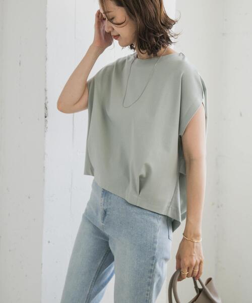 URBAN RESEARCH DOORS（アーバンリサーチドアーズ）の「コットンバックタックフレンチプルオーバー（Tシャツ/カットソー・レディース・オフホワイト/ネイビー/ミント/チャコールグレー・MEDIUM）」の7枚目の写真