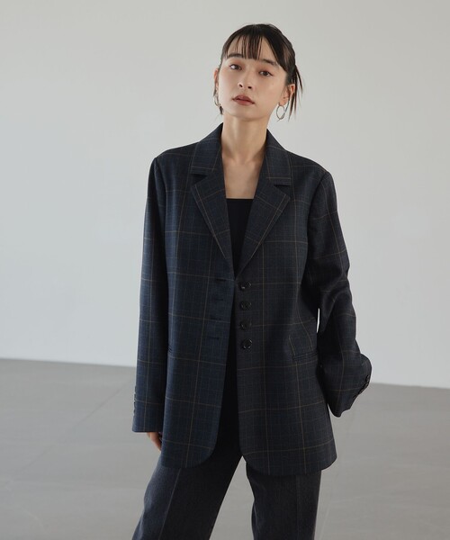 ジャケット・アウター EMMEL REFINES EMMEL REFINES＞EM グレンチェック テーラード ジャケット