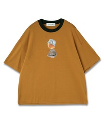 23ss クルニ　CULLNI クルーネックロゴTシャツ ビッグシルエット　茶色 CULLNI（クルニ）の「23-SS-045 / Silky Twill Rib Neck Tee（T