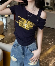 SPIGA | 胸ロゴ入りオフショルダーTシャツ(Tシャツ/カットソー)
