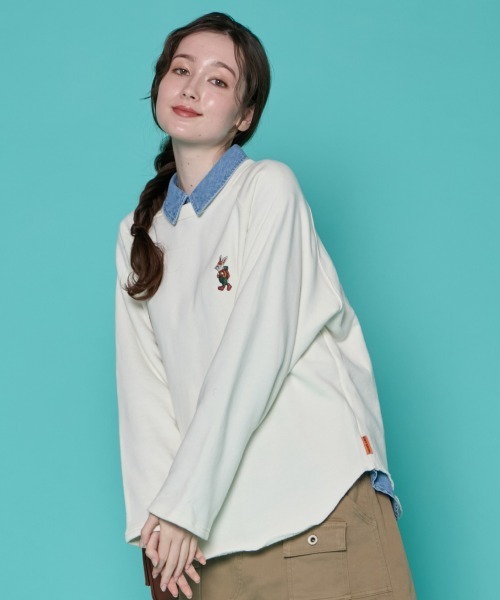 KRIFF MAYER Lady's Collection（クリフメイヤーレディースコレクション）の「【本体綿100％】ラグランスウェットチュニック（スウェット・レディース・チャコール/グレイッシュベージュ/ライトブルー/ナチュラル・MEDIUM/LARGE）」の3枚目の写真