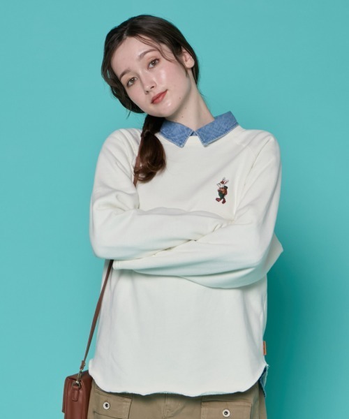 KRIFF MAYER Lady's Collection（クリフメイヤーレディースコレクション）の「【本体綿100％】ラグランスウェットチュニック（スウェット・レディース・チャコール/グレイッシュベージュ/ライトブルー/ナチュラル・MEDIUM/LARGE）」の5枚目の写真