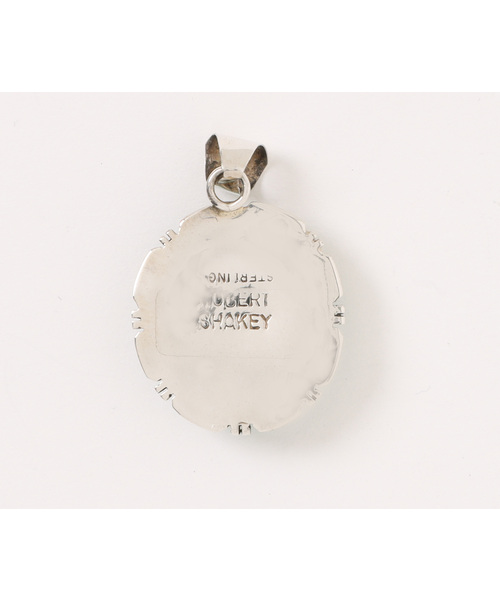 Indian Jewelry(インディアンジュエリー)の「THEATER シアター サークルシェイプデザインターコイズペンダントトップ Made in USA(チャーム・レディース・シルバー・FREE)」の6枚目の写真