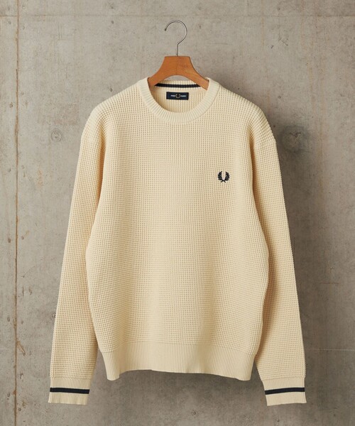 FRED PERRY(フレッドペリー)の「【SHIPS別注】FRED PERRY: シングル ティップ ワッフル ニット(スウェット・メンズ・ネイビー/ダークグレー/ナチュラル/ブラック/ブラウン/ダークブルー/オートミール・SMALL/MEDIUM/LARGE/X-LARGE)」の4枚目の写真