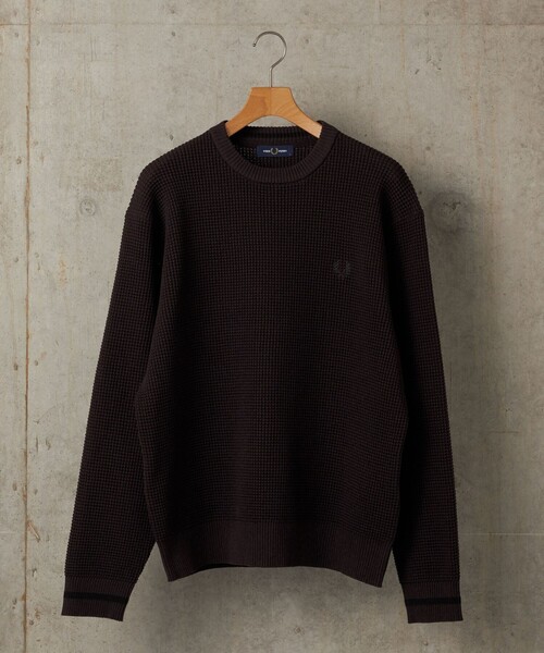 FRED PERRY(フレッドペリー)の「【SHIPS別注】FRED PERRY: シングル ティップ ワッフル ニット(スウェット・メンズ・ネイビー/ダークグレー/ナチュラル/ブラック/ブラウン/ダークブルー/オートミール・SMALL/MEDIUM/LARGE/X-LARGE)」の3枚目の写真