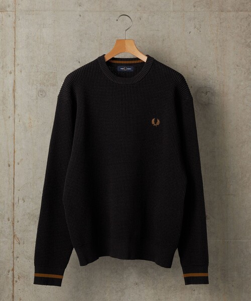 FRED PERRY(フレッドペリー)の「【SHIPS別注】FRED PERRY: シングル ティップ ワッフル ニット(スウェット・メンズ・ネイビー/ダークグレー/ナチュラル/ブラック/ブラウン/ダークブルー/オートミール・SMALL/MEDIUM/LARGE/X-LARGE)」の2枚目の写真