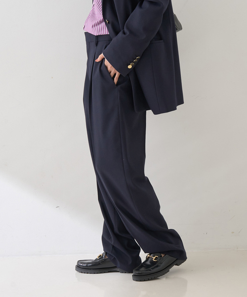 Rouge vif(ルージュヴィフ)の「【セットアップ対応】メンズライクウール混サキソニーテーパードパンツ(スラックス・レディース・ダークネイビー/ブラック・38/36)」の7枚目の写真