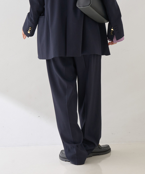 Rouge vif(ルージュヴィフ)の「【セットアップ対応】メンズライクウール混サキソニーテーパードパンツ(スラックス・レディース・ダークネイビー/ブラック・38/36)」の8枚目の写真