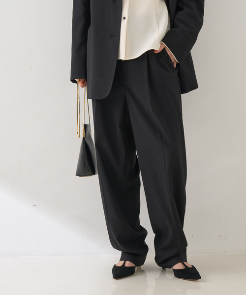 Rouge vif(ルージュヴィフ)の「【セットアップ対応】メンズライクウール混サキソニーテーパードパンツ(スラックス・レディース・ダークネイビー/ブラック・38/36)」の10枚目の写真