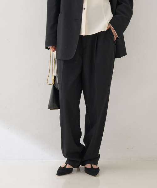 Rouge vif(ルージュヴィフ)の「【セットアップ対応】メンズライクウール混サキソニーテーパードパンツ(スラックス・レディース・ダークネイビー/ブラック・38/36)」の11枚目の写真