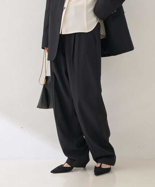 Rouge vif(ルージュヴィフ)の「【セットアップ対応】メンズライクウール混サキソニーテーパードパンツ(スラックス・レディース・ダークネイビー/ブラック・38/36)」の12枚目の写真