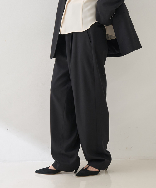 Rouge vif(ルージュヴィフ)の「【セットアップ対応】メンズライクウール混サキソニーテーパードパンツ(スラックス・レディース・ダークネイビー/ブラック・38/36)」の13枚目の写真