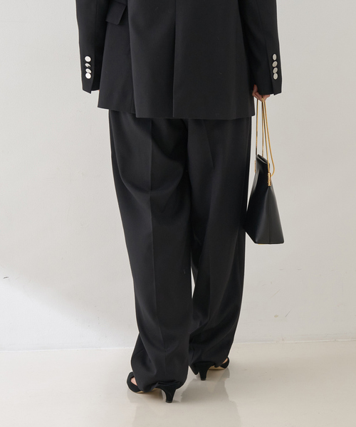 Rouge vif(ルージュヴィフ)の「【セットアップ対応】メンズライクウール混サキソニーテーパードパンツ(スラックス・レディース・ダークネイビー/ブラック・38/36)」の14枚目の写真