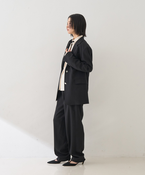 Rouge vif(ルージュヴィフ)の「【セットアップ対応】メンズライクウール混サキソニーテーパードパンツ(スラックス・レディース・ダークネイビー/ブラック・38/36)」の22枚目の写真