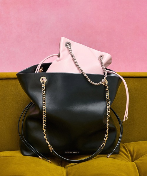 CHARLES&KEITH アリア ブレイドストラップダブルハンドルトートバッグ CHARLES ＆ KEITH トートバッグ Arya アリア リサイクルスエード