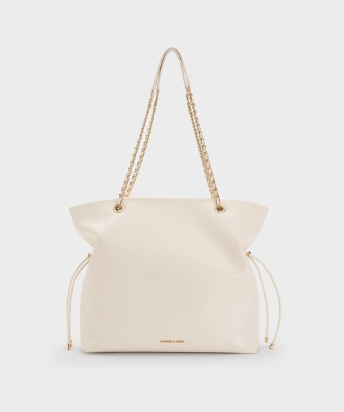 CHARLES & KEITH（チャールズ & キース）の「Arya アリア ブレイドストラップダブルハンドルトートバッグ（ショルダーバッグ・レディース・ブラック/クリーム/ダークブラウン系3・L）」の22枚目の写真