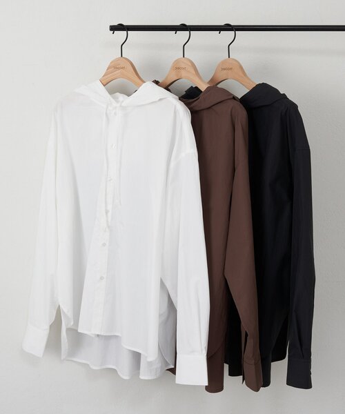 DISCOAT(ディスコート)の「【ユニセックス】ワッシャーナイロンフード付きシャツ(シャツ/ブラウス・レディース・ブラウン/オフホワイト/ブラック・FREE)」の12枚目の写真