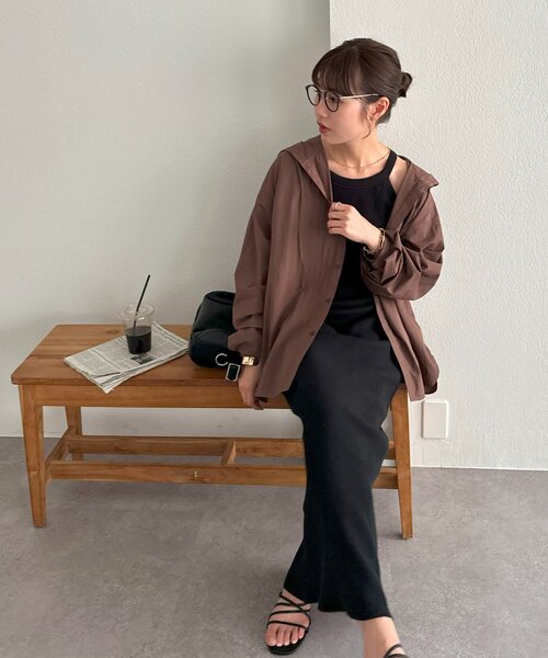 DISCOAT(ディスコート)の「【ユニセックス】ワッシャーナイロンフード付きシャツ(シャツ/ブラウス・レディース・ブラウン/オフホワイト/ブラック・FREE)」の19枚目の写真