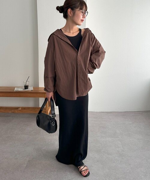 DISCOAT(ディスコート)の「【ユニセックス】ワッシャーナイロンフード付きシャツ(シャツ/ブラウス・レディース・ブラウン/オフホワイト/ブラック・FREE)」の20枚目の写真