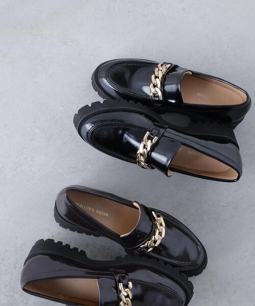 NATURAL BEAUTY BASIC（ナチュラルビューティーベーシック）の「◇ボリュームソールローファー（ローファー・レディース・ブラック/ダークブラウン・22.5cm/23.5cm/24.5cm）」の3枚目の写真